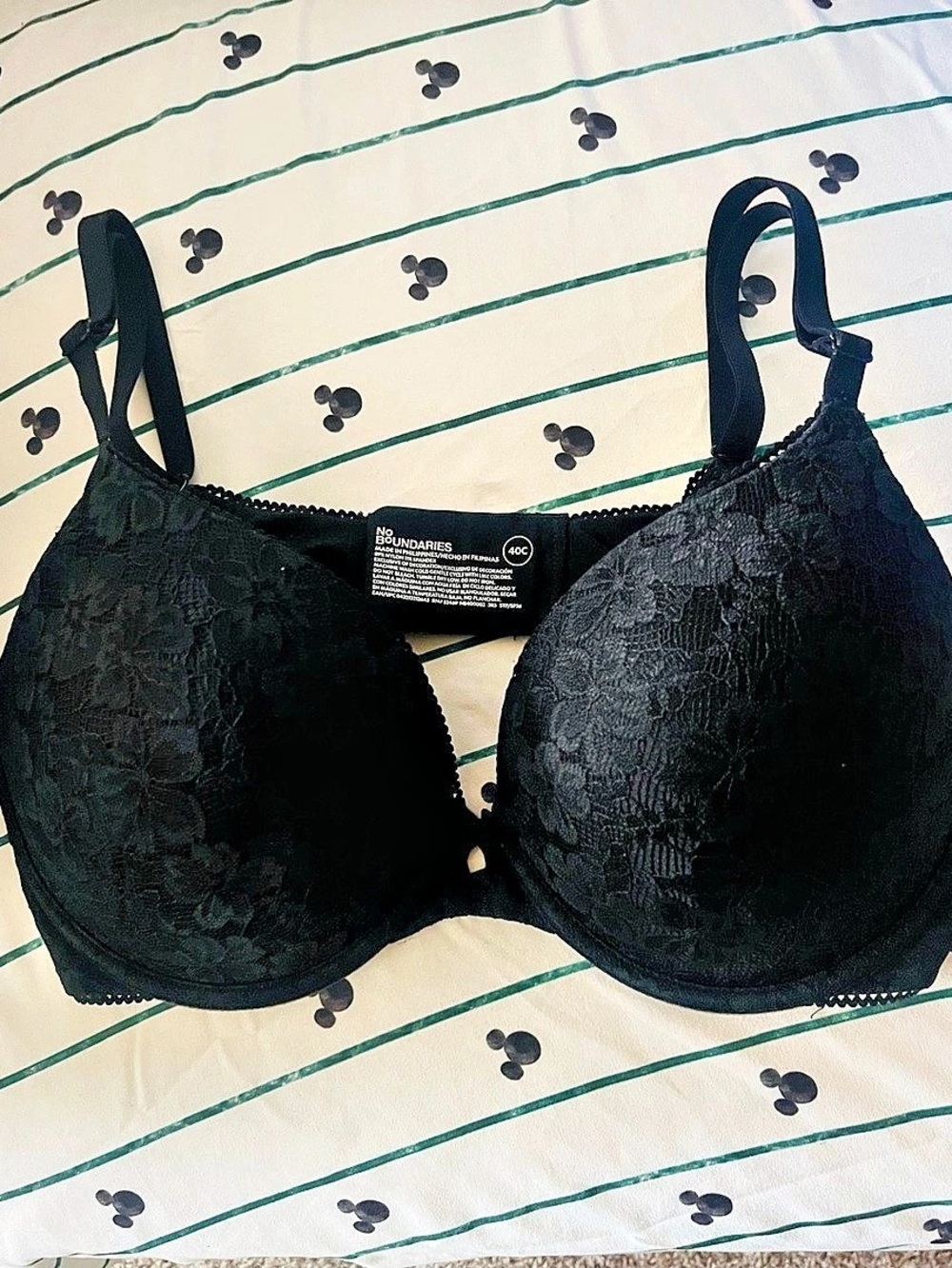 No Boundaries Black Floral Lace Bra.
